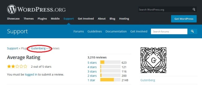 Gutenberg Reviews from WordPress.org
